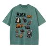 2026 Vintage Gewaschenes Beige Haustierratte Kollektion Grafik T-Shirt Nagetier Tier Retro Print Übergroß Lässig Kurzarm Tee