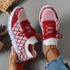 Fashion Women's Fashion Strip Plaid Knitted Sneakers Soft Sole Breathable Mesh Running Shoes for Women Lightweight Slip On Tennis Shoes
