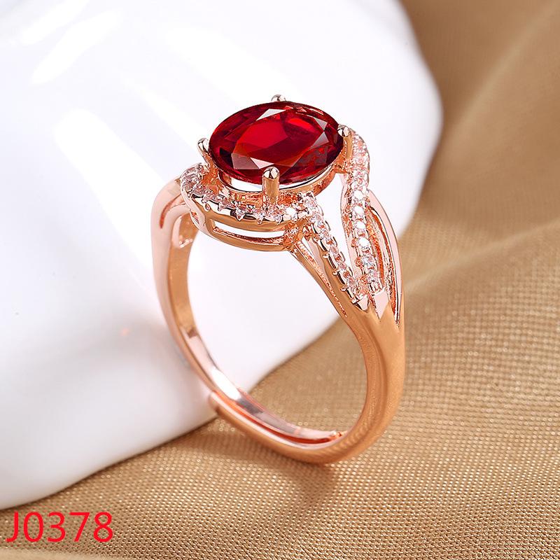 2026 18K Rose Gold-plated Pigeon Blood Ruby Ring Women's Light Luxury Diamond-set Engagement Ring Colored Open Index Finger Ring
