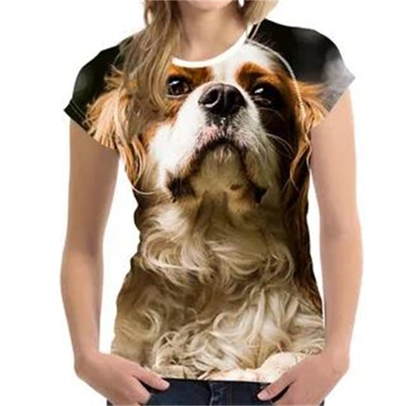 Tricouri de vară pentru femei, imprimeu vintage cu grafică de câine 3D, tricouri de sex feminin, topuri 2022 Harajuku, guler O, tricou casual supradimensionat, haine