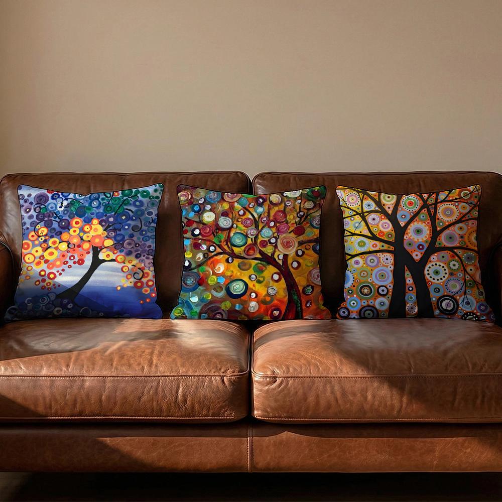 Colored Tree Cushion Cover Soft Reversible  Durable Pillow Cover  MultiScene Use for Home  Car Daily Comfort