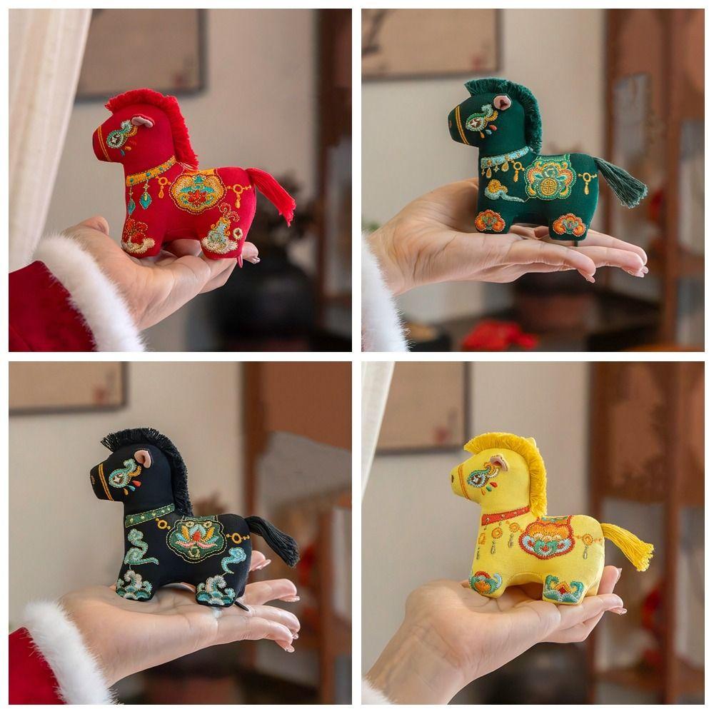 Brocade Zodiac Horse Sachet Refillable Chinese Style Mascot Pony Pendant Embroidery Zipper Design Bag Horse Hanging Decoration