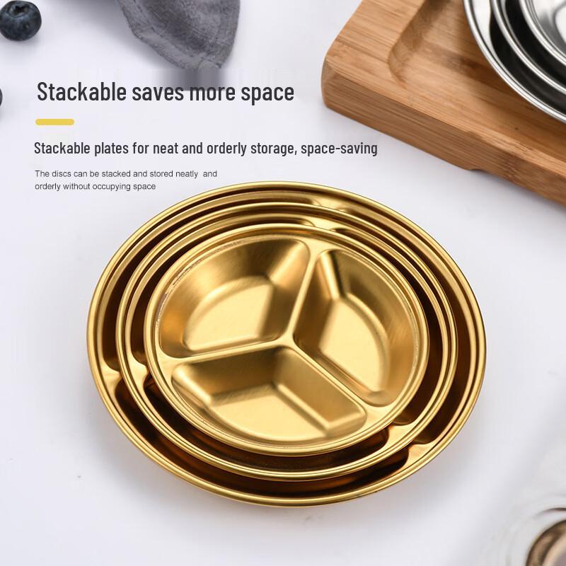 Wutuo Stainless Steel Round Divided Dipping Plate