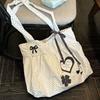 New Cute Versatile Polka Dot Love Printed Skirt Large Capacity Tote Bag Shoulder Commuter Bag Girl Heart