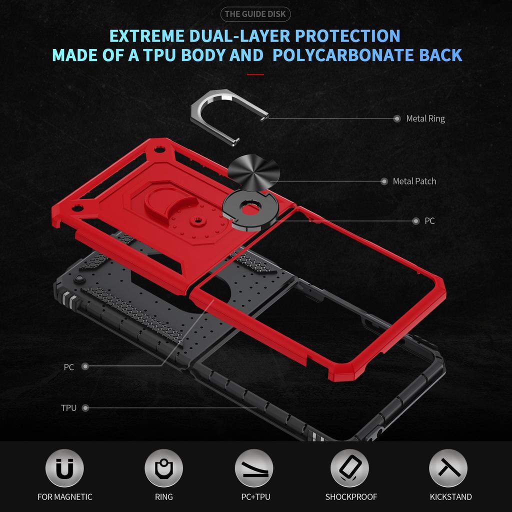 Military-grade Shockproof Phone Case For Samsung Galaxy Z Flip 7 Armor Ring Stand Holder Protective Case For Z Flip 7 FE 6 5 4 3