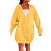 Women's Solid Color Zippered Sweatshirt Top Daily Casual Raglan Long Jacket (Without Hood Drawstring)