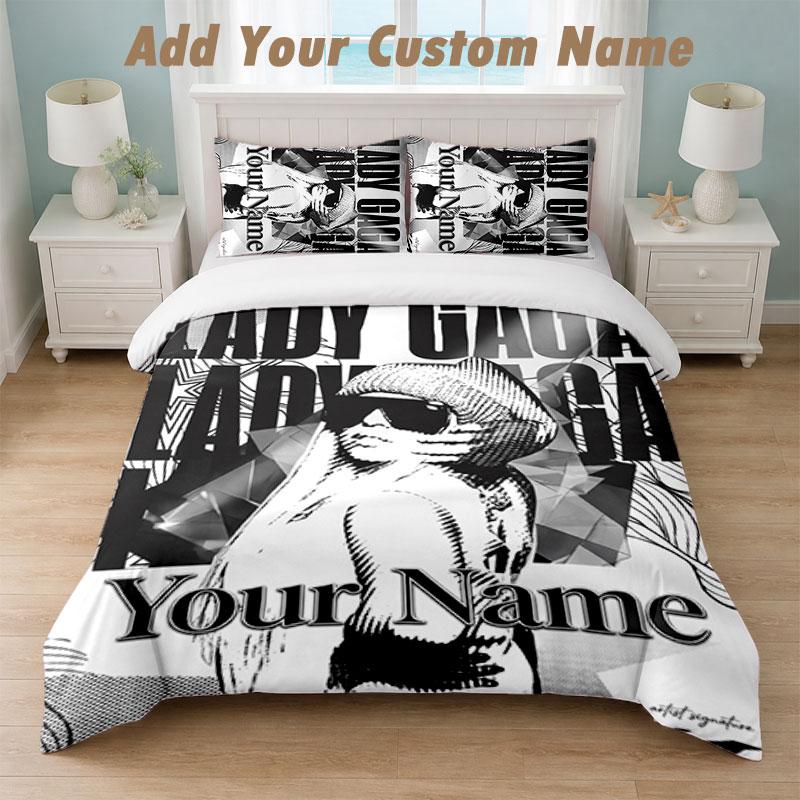 Bedding Set 1 Duvet Cover 2 Pillowcases Lady Gaga Print Soft Bed Linen Bedroom Decor