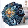 1pc Sun, Moon, Mandala Umbrella with Plastic Handle,Compact & Stylish,Suitable for All Seasons YS331094