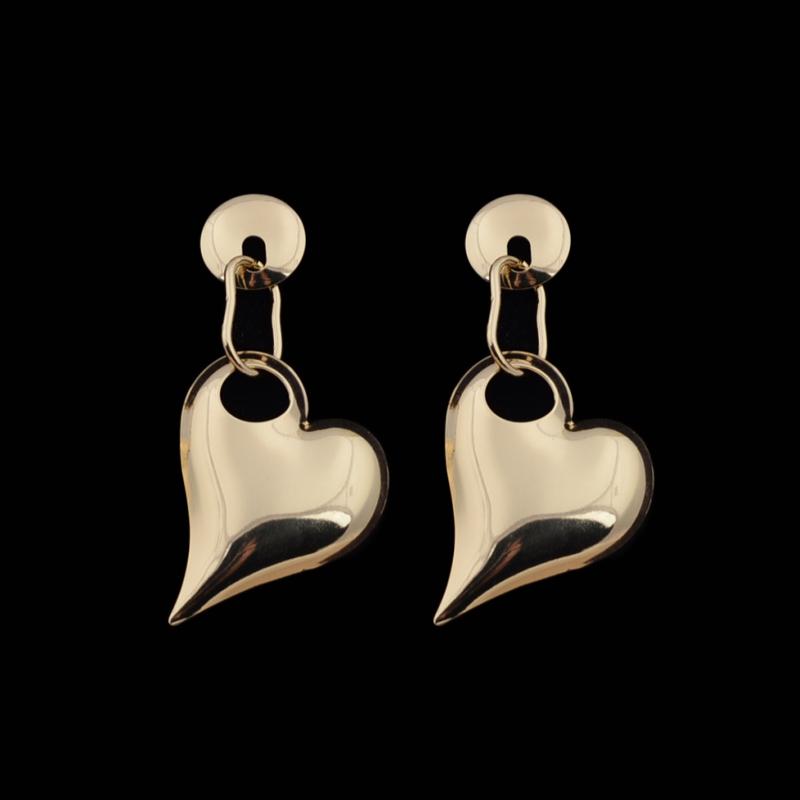 Exaggerate Irregular Big Heart Geometry Metal Golden Long Pendant Earring for Women New Trend Brincos Wedding Jewelry