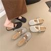 Hollow woven bag head half slippers women's summer wear new flat bottom breathable one pedal hole shoes sandals
