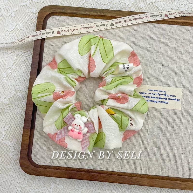 Scrunchie Multi Styles Floral Plaid Soft Fabric Minimalist Versatile Women Hair Tie Hair Accessories