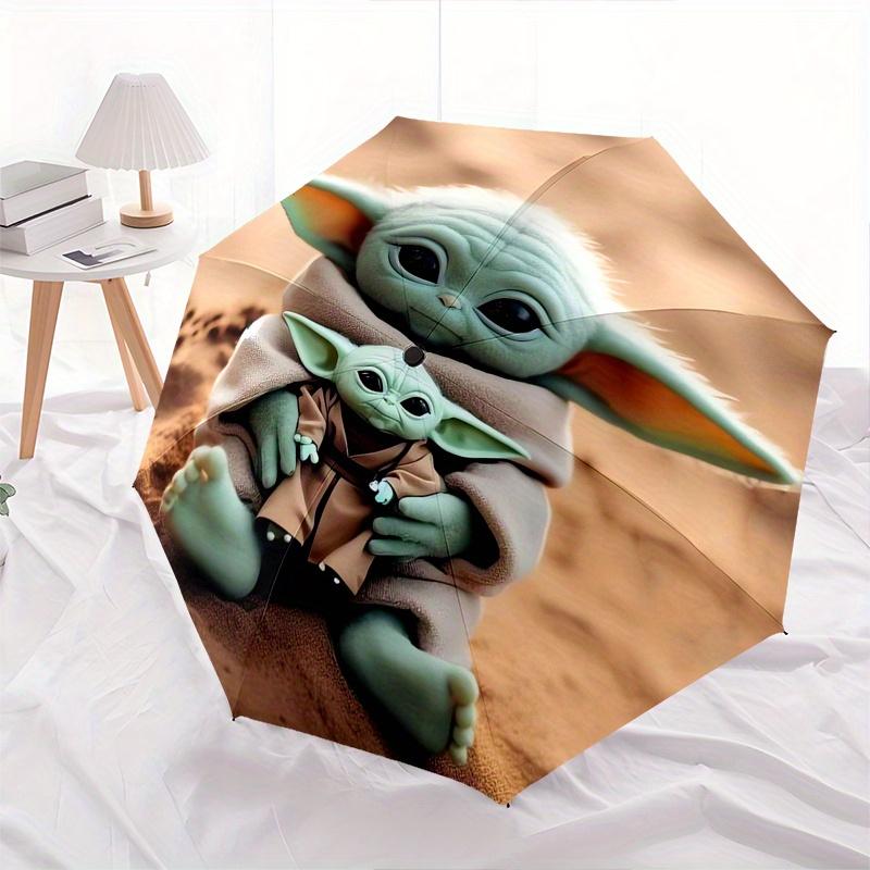 Yoda,Grogu Fully automatic themed umbrella - 8 ribs durable iron frame, tri-fold compact design, perfect as a gift, travel umbrella, unisex,