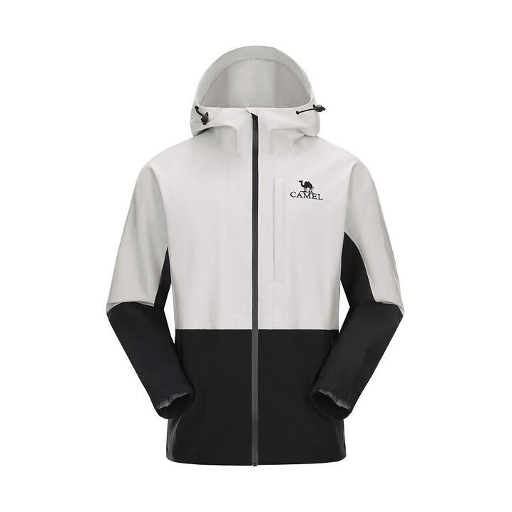 Camel (CAMEL) outdoor single-layer assault jacket for men and women, hard shell rainproof single flush travel jacket