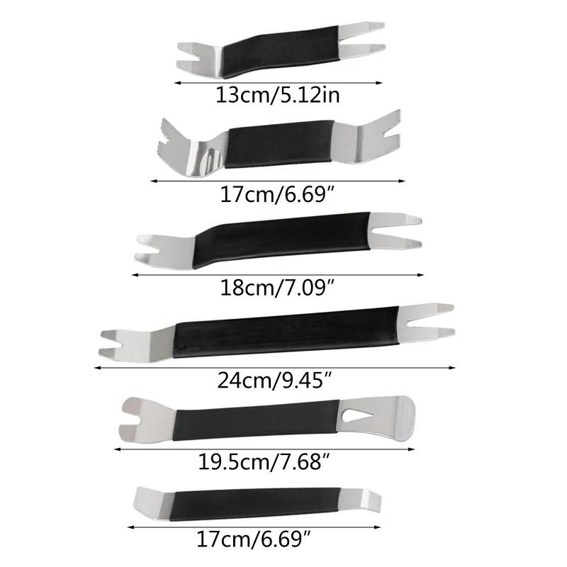 6PCS Auto Door Clip Trim Removal Tool Kit Car Panel Repair Metal Pry Set