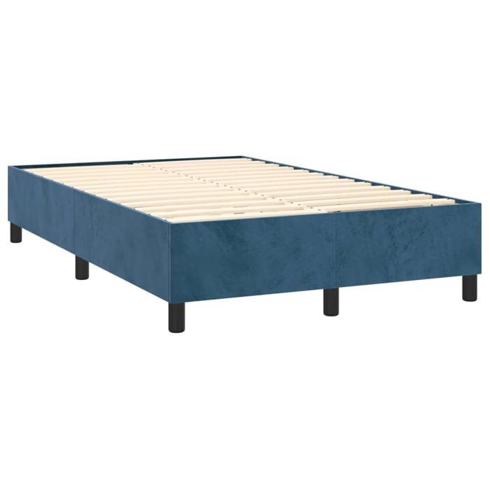 Cadre de lit avec matelas - Maison Exclusive - Velours bleu foncé - 120x200cm - 2 places