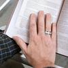 8mm Men Stainless Steel Rings with Blue Carbon Fiber And Meteorite Rings for Men Wedding Band Jewelry Gift