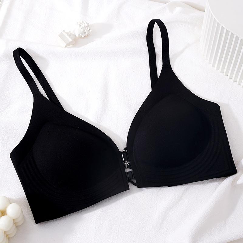 Pink Seamless Front Closure Wireless Bra with Adjustable Straps M чёрный
