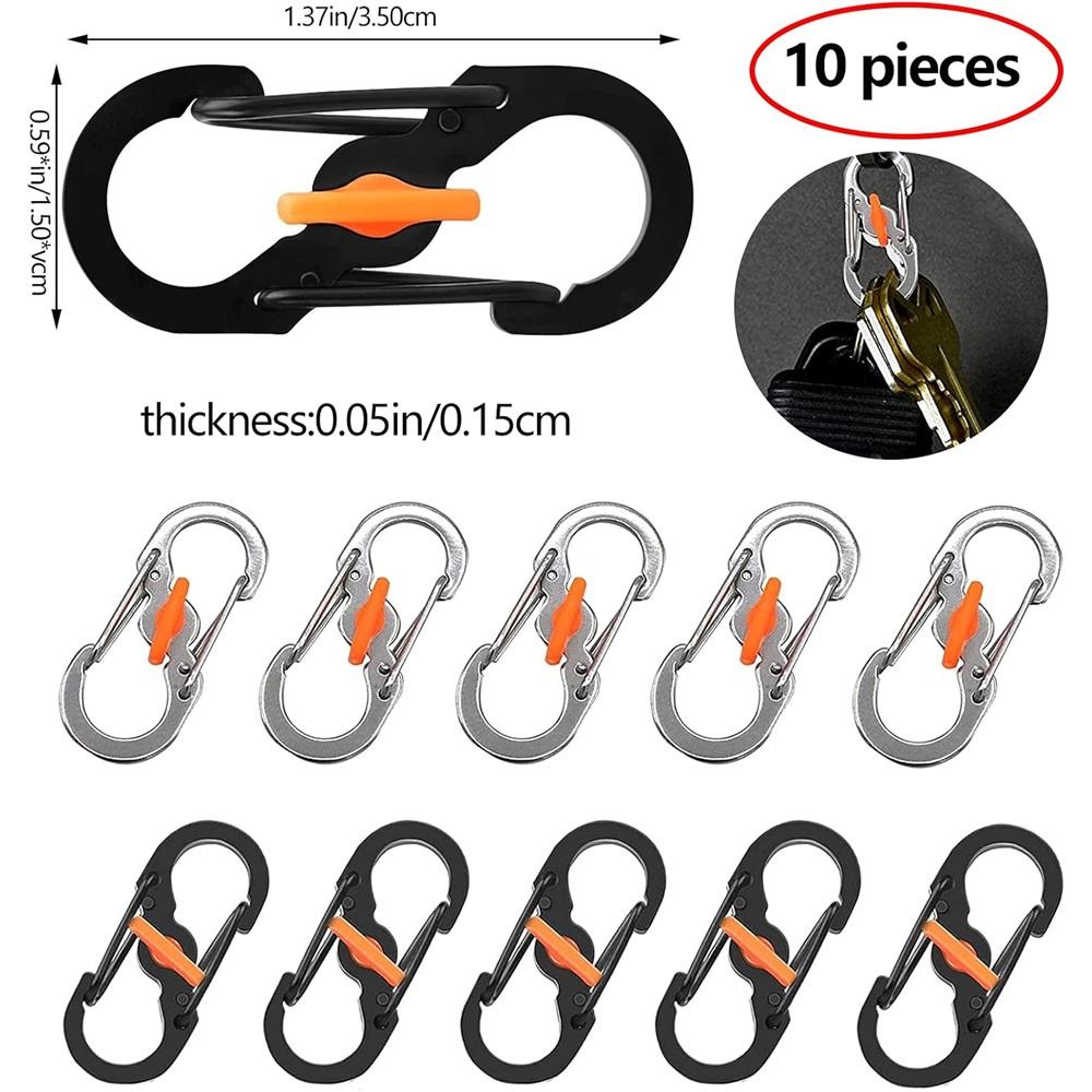 10-Piece Outdoor Camping Hook Set Mini S-Shaped Hooks Backpack S-Hooks Anti-Theft & Anti-Slip Suitable For Keys, Charms, Backpacks & Outdoor Gear