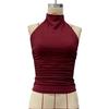 Sommer Rückenfrei Sexy Hängender Hals Weste Ärmelloses T-Shirt Elegant Damen Neu Einfarbig Tanktops Schlanke Passform Mode Streetwear Bluse