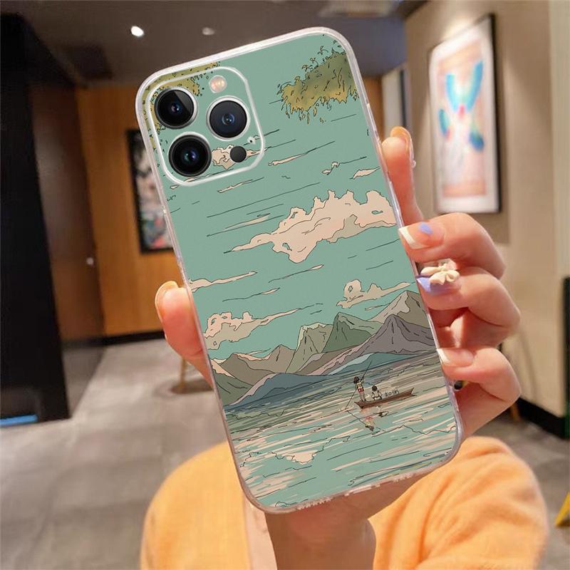 Phone Case For iphone 17 Pro Max Air 17 16 15 14 13 Pro Max 15Plus 15 16 Pro Scenery Sky Moon Landscape