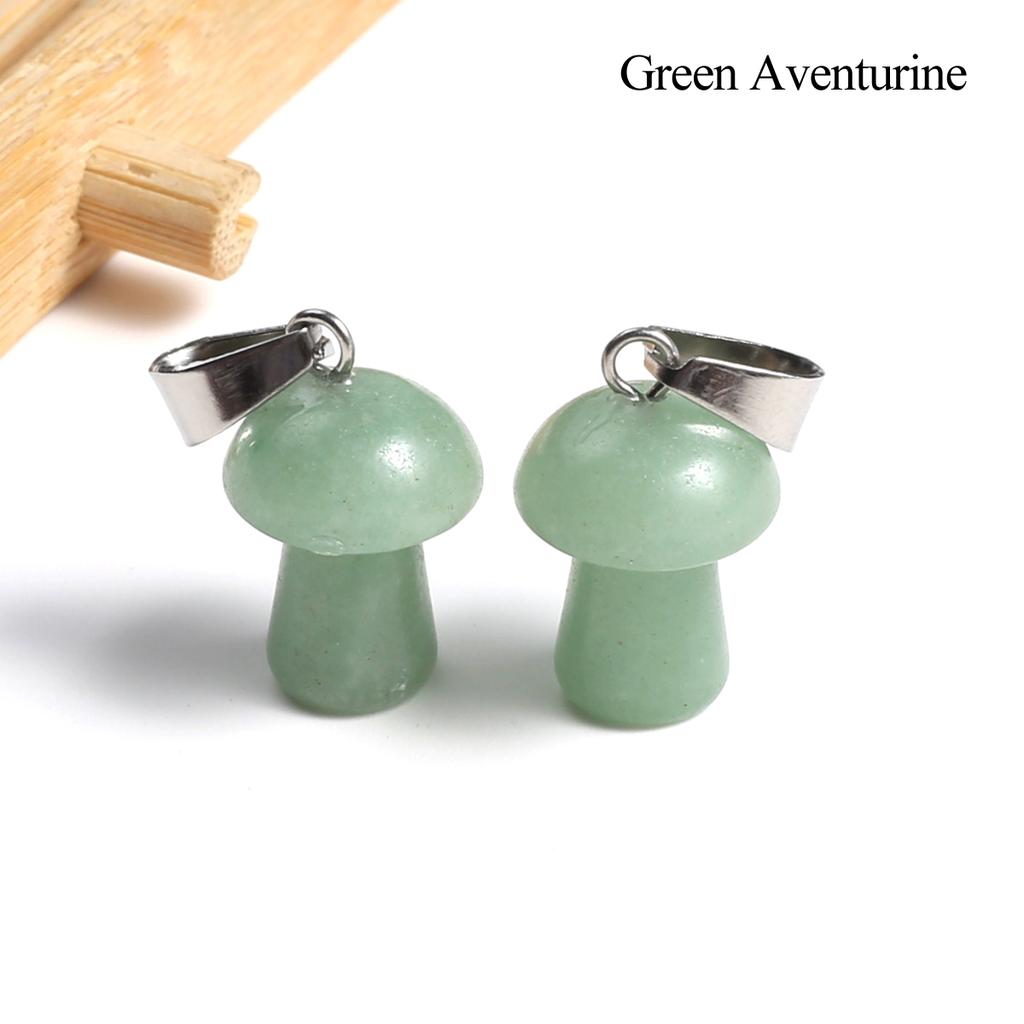 2 Stück, Handgefertigter Anhänger in Pilzform mit Edelstein, Reiki-Heilkristall Quarz Achat Jade Naturstein Anhänger Charms für Schmuckherstellung DIY 1,2×1,6cm