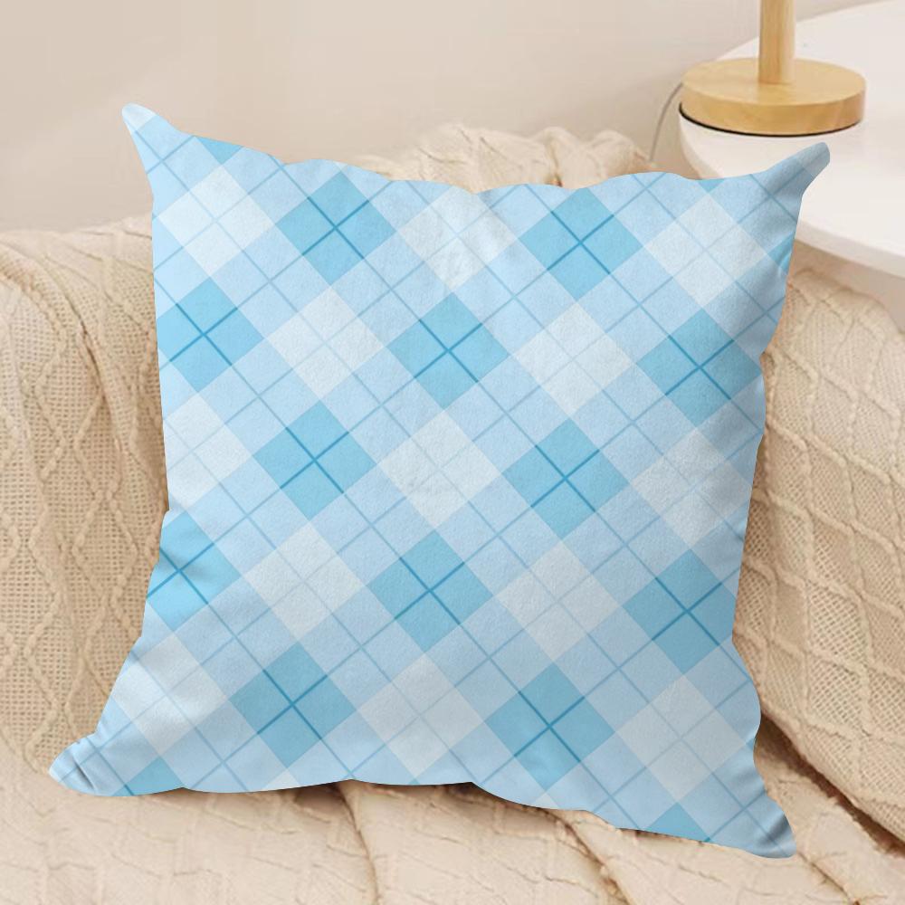 Blue diamond pattern Cushion Cover Soft Plush Fabric DoubleSided Printed Cushion Covers for All Seasons Modern HomeDecor Gift