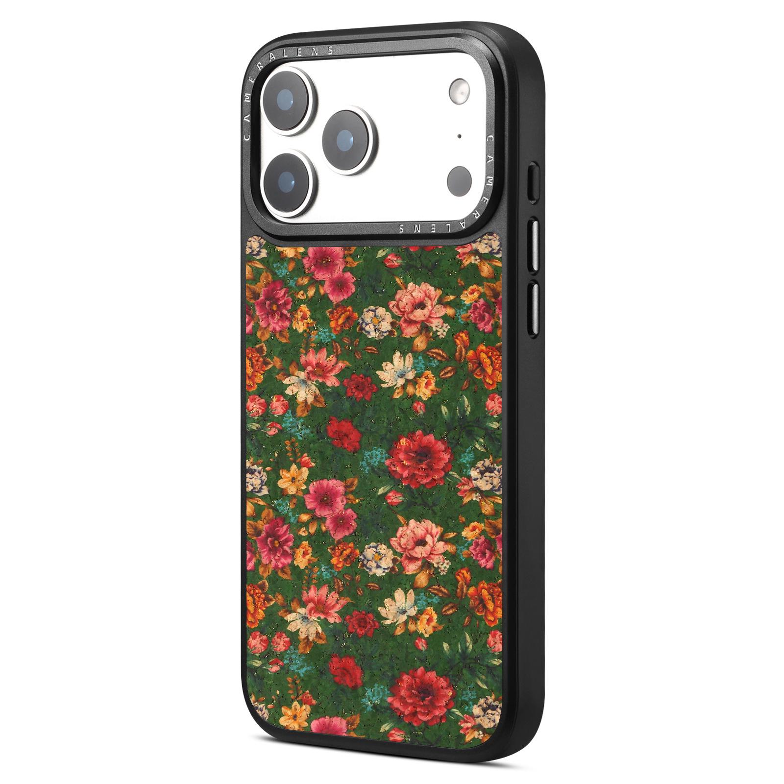 

Denior Cork Floral Magnetic Wireless Charging Case for iPhone 17/16/15 - Drop-proof Protective Cover 17 Pro Max зелений