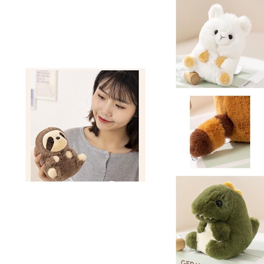 Adorable Animal Plush Toys Panda, Koala, Sloth, Hamster, Alpaca, Dinosaur, Short Plush Fabric, Pp Cotton Filling, Room Decor, Kids Gift