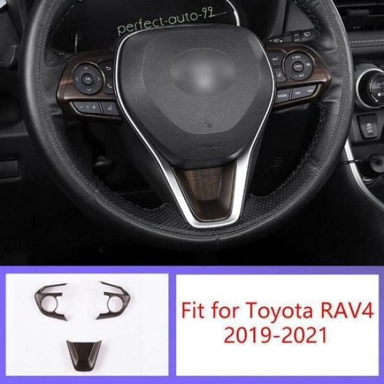 For Toyota RAV4 2019-2023 2024 Matte Wood Grain Steering Wheel Button Frame Trim