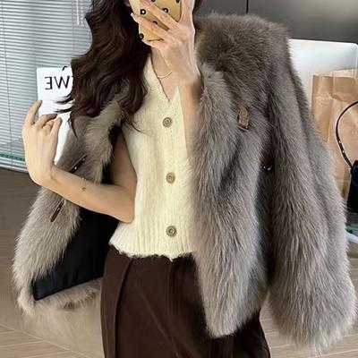 Winter Fashion Fluffy Fur Coat Women High Street Elegant Thick Warm Faux Fox Fur Jacket Female Overcoats Outerwear