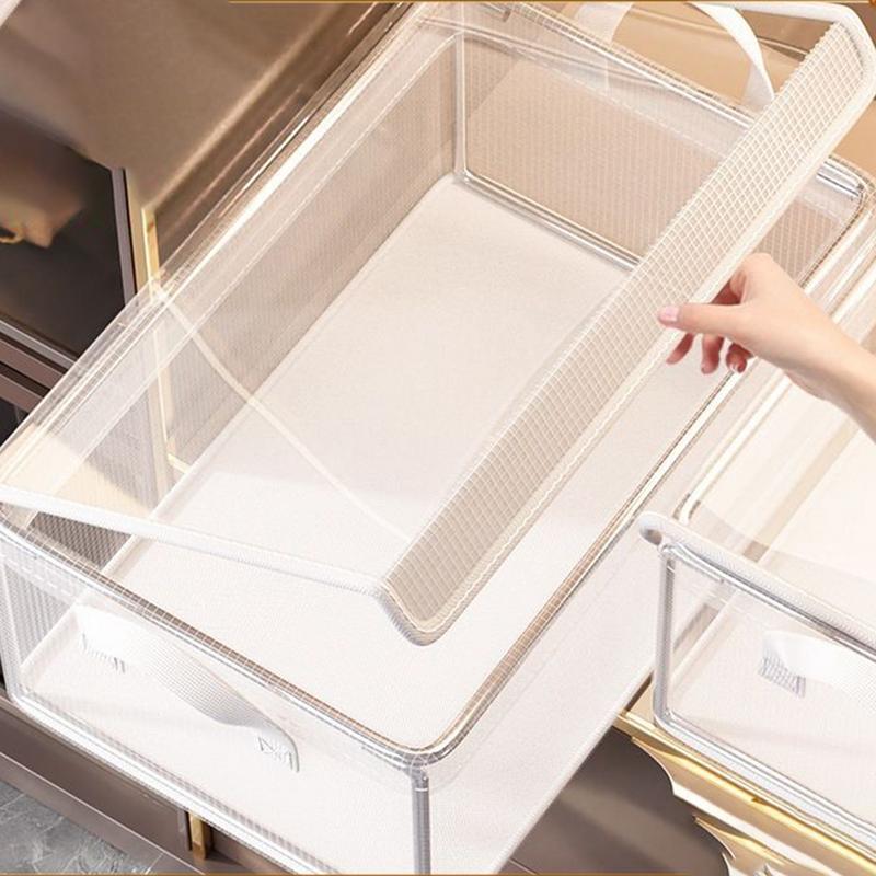 Blanket Box Clear Clothes Storage Organizer With Lid Transparent Space-Saving Stackable Multi-Functional Container Box For