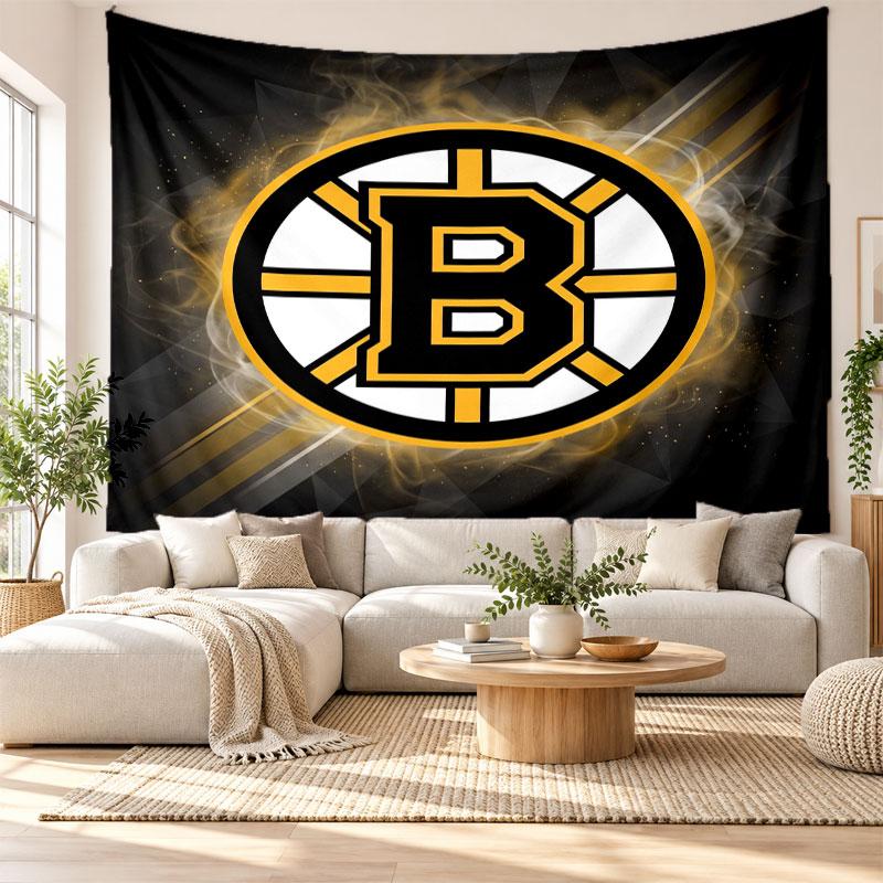 Boston Bruins Wall Tapestry, Soft Fabric Wall Hanging, Decorative Backdrop For Bedroom Home Wall Art