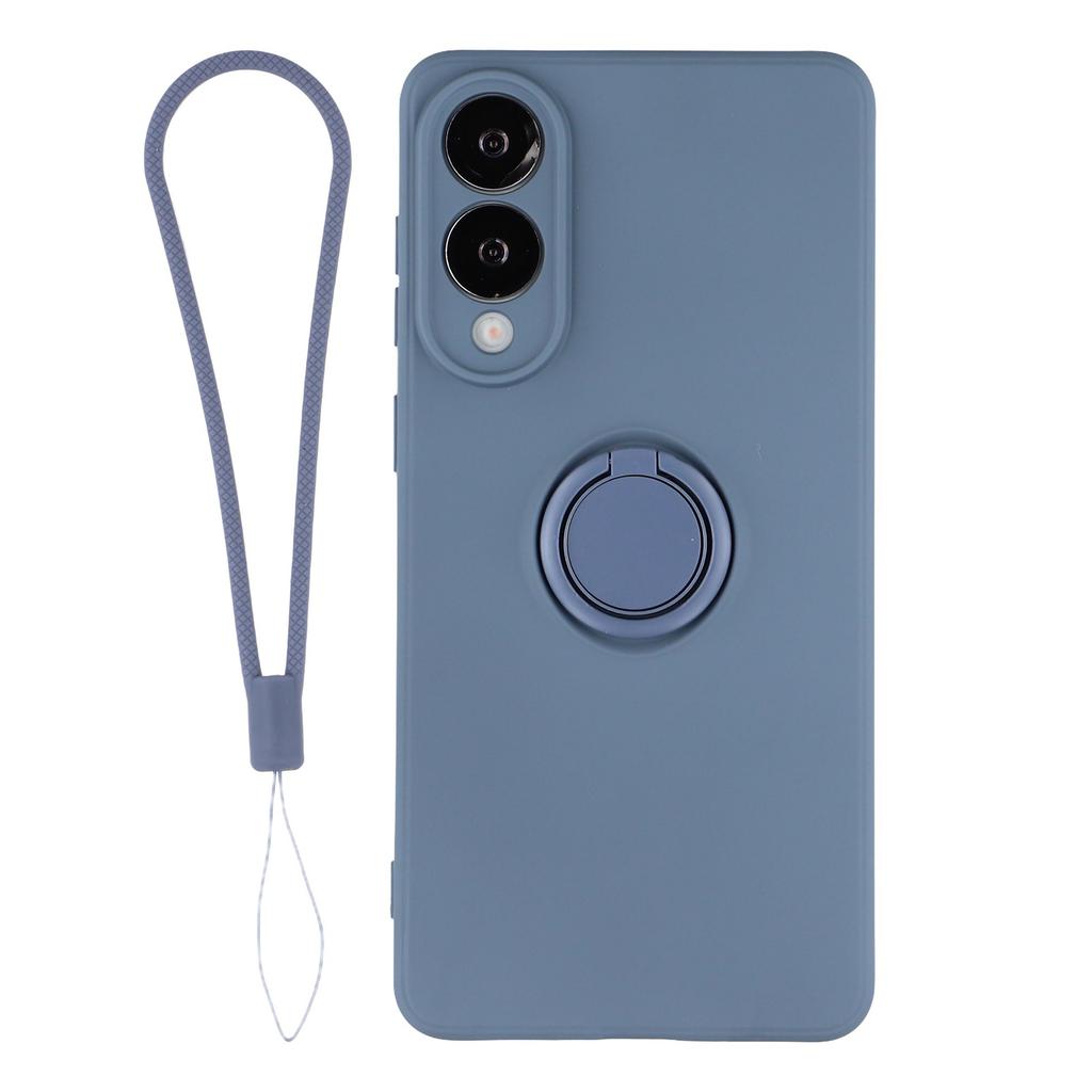 For Samsung Galaxy S25 Edge Silicone Case with Strap Ring Kickstand Phone Cover