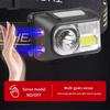Rechargeable 5 Modes Led Cob Headlamp Camping Outdoor Portable Working Lights Usb Charging Emergency Warning Headlight Head Work