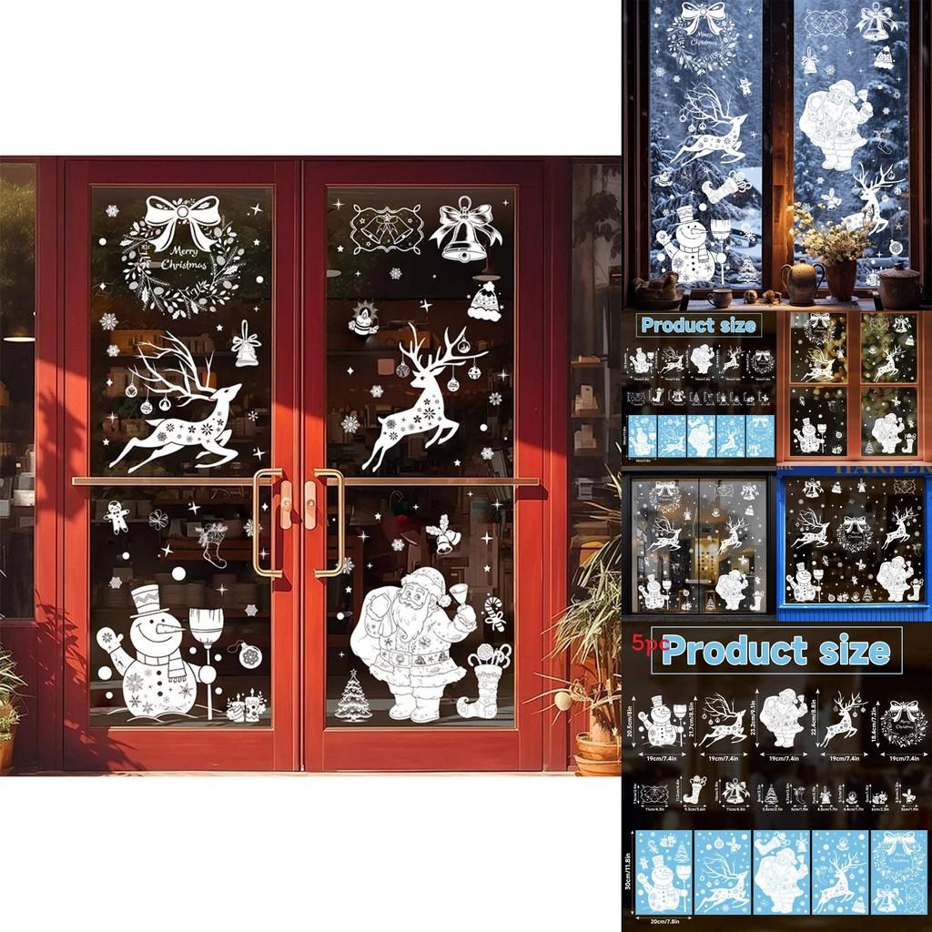 Christmas Window Decals Pvc Snowflake Reindeer Decor For Holiday Festivities