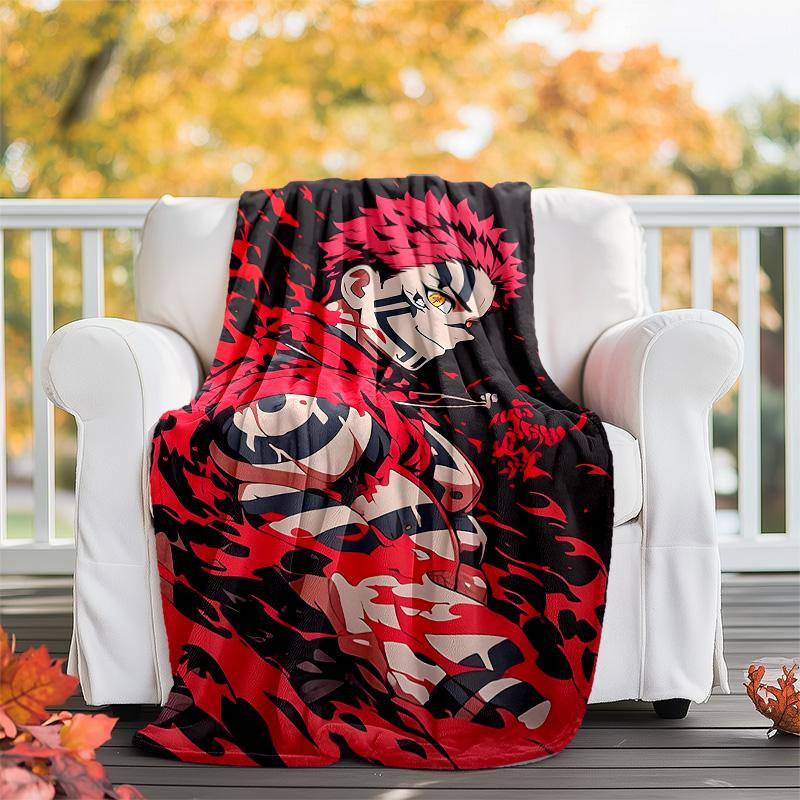 1pc Akaza Theme Blanket - Digital Print, Polyester, Cozy for All Seasons, Perfect for Outdoor, and Travel
