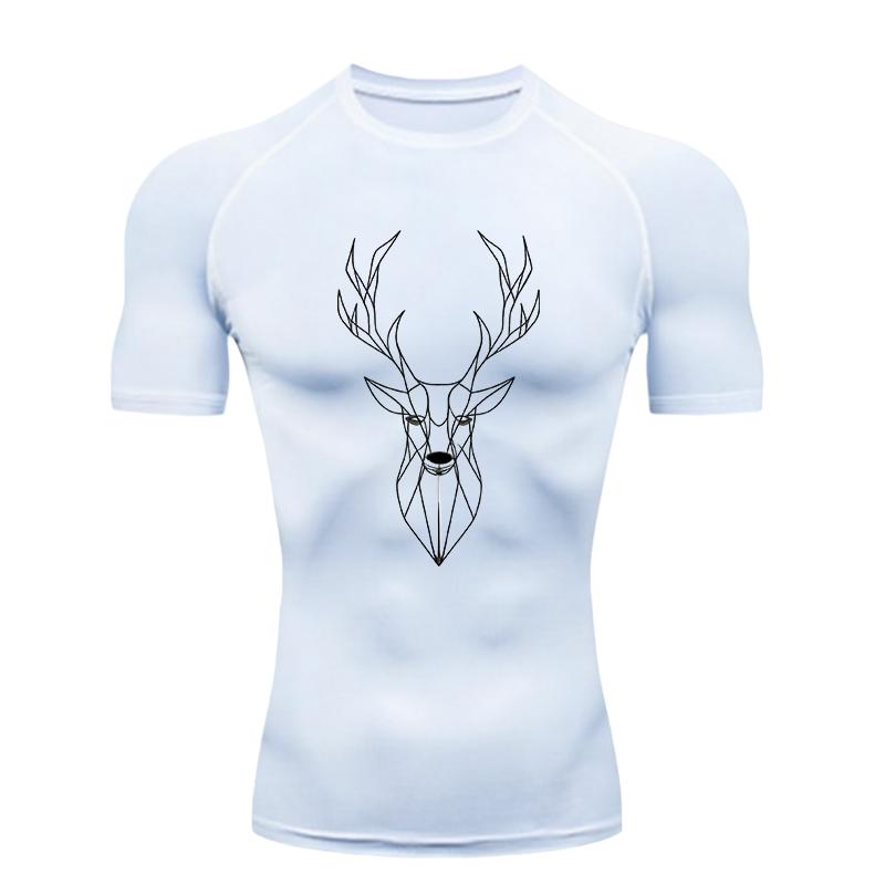 Skull Pattern  Men's Sports T - Shirt Training Fitness Compression Workout T - Shirt Athletic Tees Gym T - Shirts Running