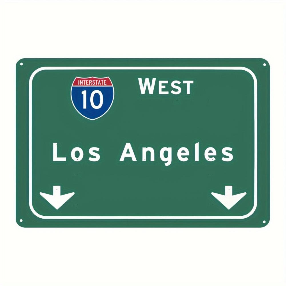 Interstate West Los Angeles Highway Sign Retro Metal Tin Sign Vintage Road Wall Decor Plaque 20x30cm(7.8x11.8inch)