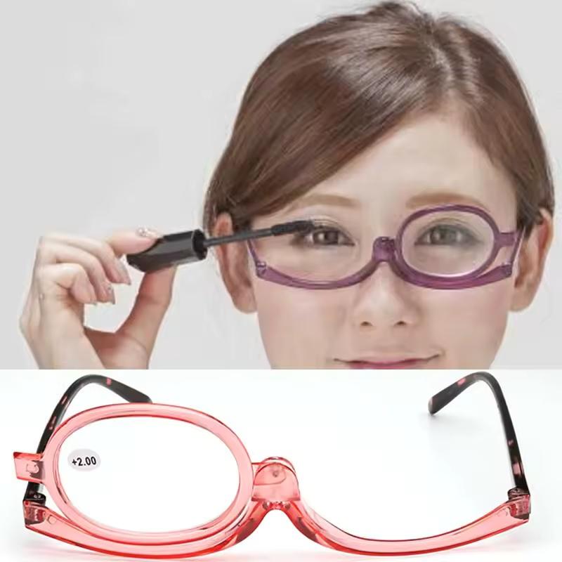 Women Portable Magnifying Rotating Makeup Glasses Flip Down Lenses Colourful Frame Cosmetic Readers Diopter +1.0~+4.0