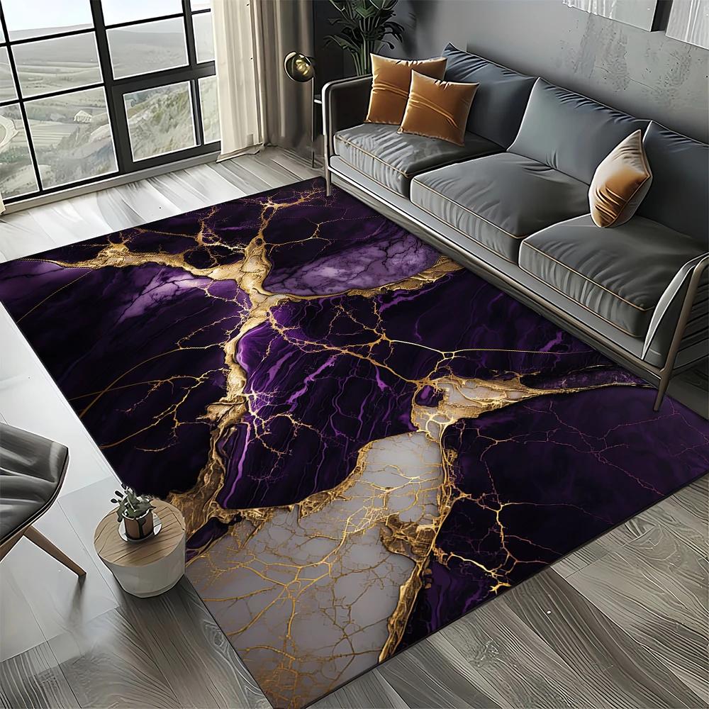 2025 New Style Colour Nature Marble Blue Gold Carpet Rug for Living Room Bedroom Home Sofa Decoration,Kid Non-slip Floor Mat