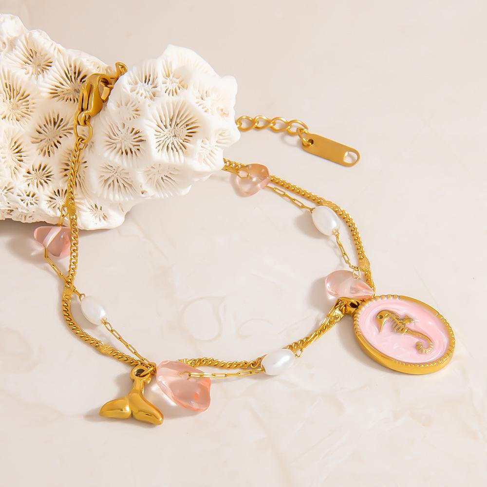 Women's Cross-border Stainless Steel Bracelet Niche Design Summer Beach Essential Fashionable Starfish Pendant 18K Gold