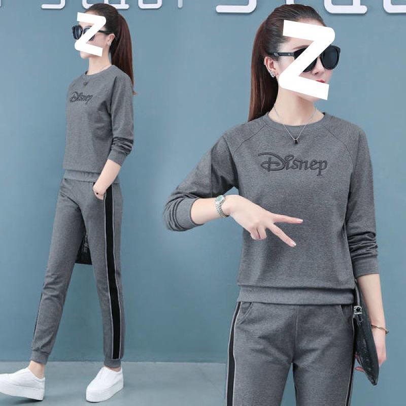 Embroidered Casual Sportswear Suit for Women Spring and Autumn Fashion Loose Plus Size Women's Fat Long Sleeve Two-piece Set