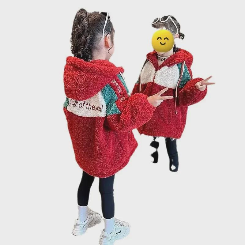 2024 Girls' Spring Lambswool Coat: Thick, Warm, and Stylish Winter Wear
