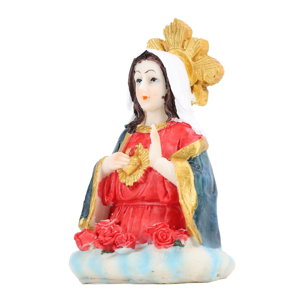 Jungfrau Maria Büste Statue 5 Zoll Harz Exquisit gefertigt Tischplatte Herz Mariens Figur