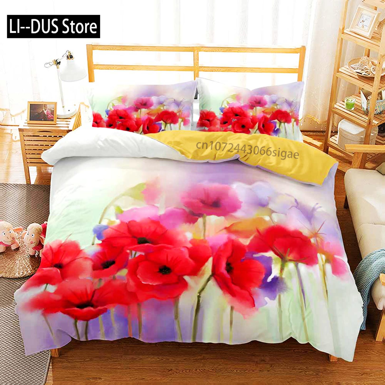 

Comforter Floral Bedding Set 3D Printed Spring Fragrant Flowers Skin-Friendly King Queen Size With For Girls Comforter (quilt)-EU Single(135*200cm)3pcs