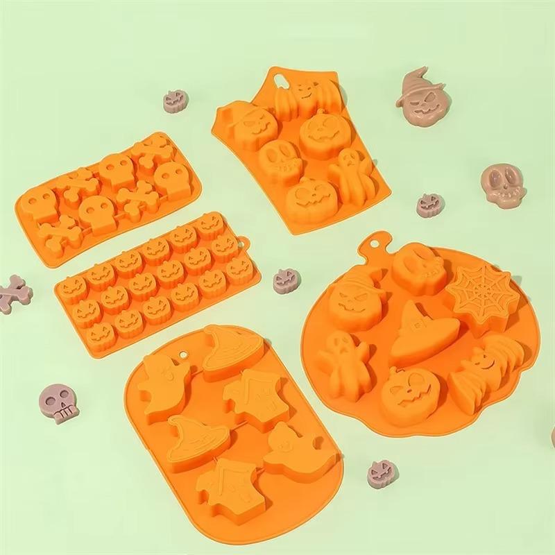 Halloween Silicone Cake Mold Scary Pumpkin Round Baking Pan Ghost Hat Skull Chocolate Baking Tray Mold DIY Cookies Baking Mold