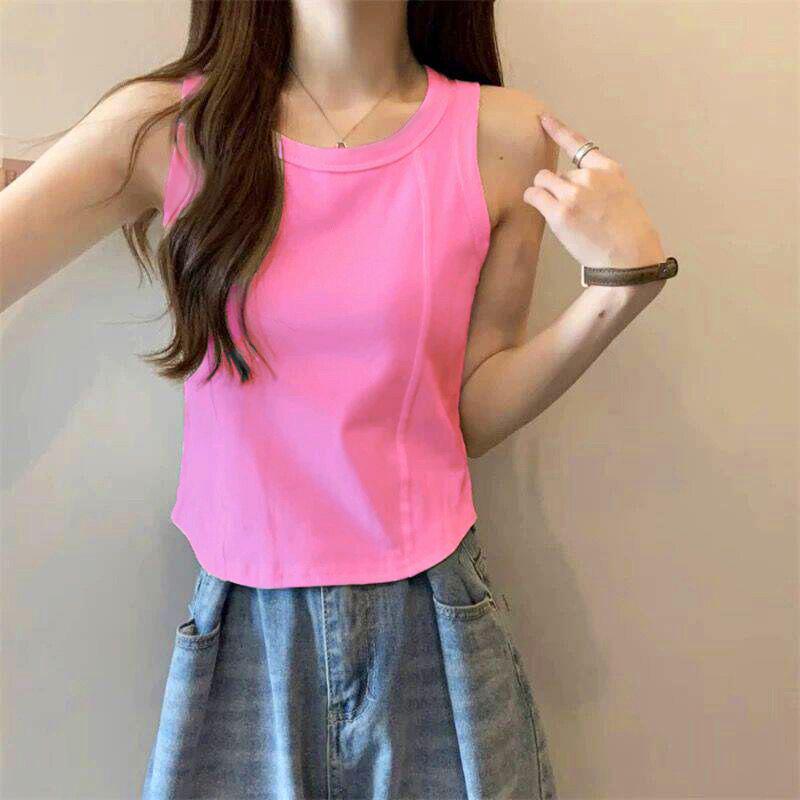 Женский весенне-летний хлопковый топ-майка - Новый дизайн  рыбий скелет  без рукавов для многослойности 3XL (150-160 jin)