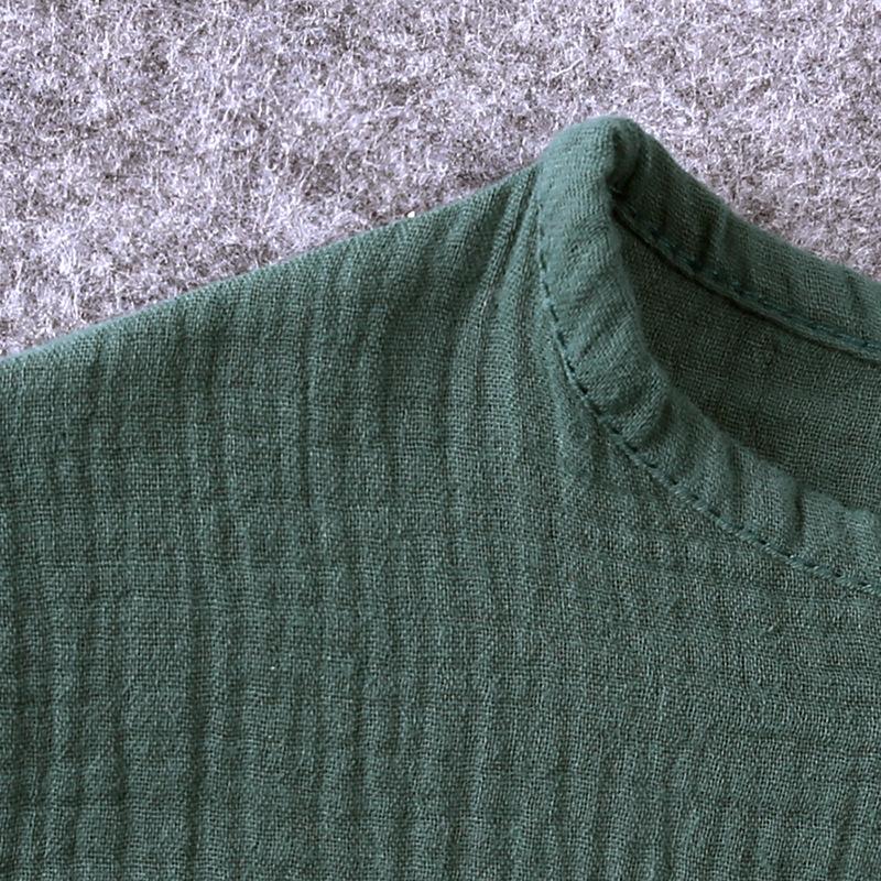 Baby Boy Baby Girl Solid Color Clothing Set Button Short Sleeve T-shirt + Thin Shorts Two-Piece Set