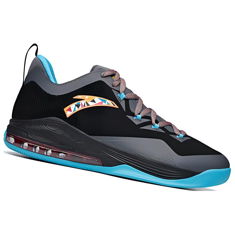 Anta Shield Fabric Comfortable Shock Absorption Non-Slip Wear-Resistant Breathable Low-Top Basketball Shoes Men Sneaker Gray Black Blue 912121102S-1