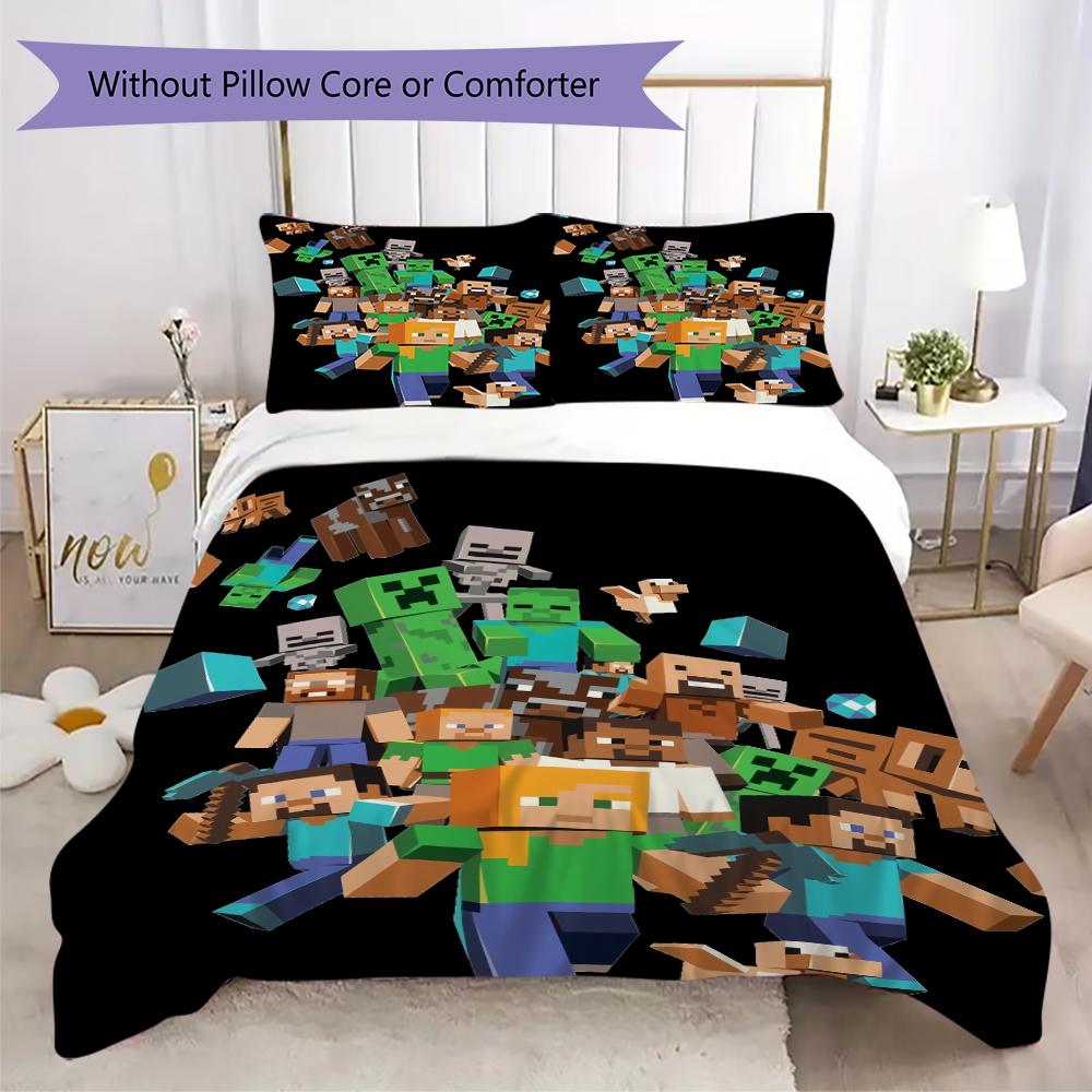 Block World Adventure Bedding 1 Duvet Cover 2 Pillowcase Without Core Without Core Christmas Birthday Gift Duvet Cover And Pillowcase